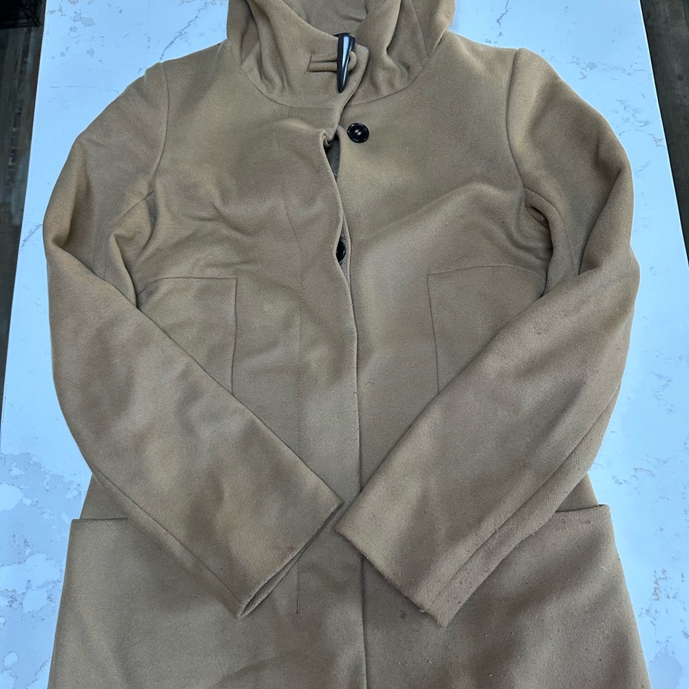 Babaton Camel Trench Coat with Hood